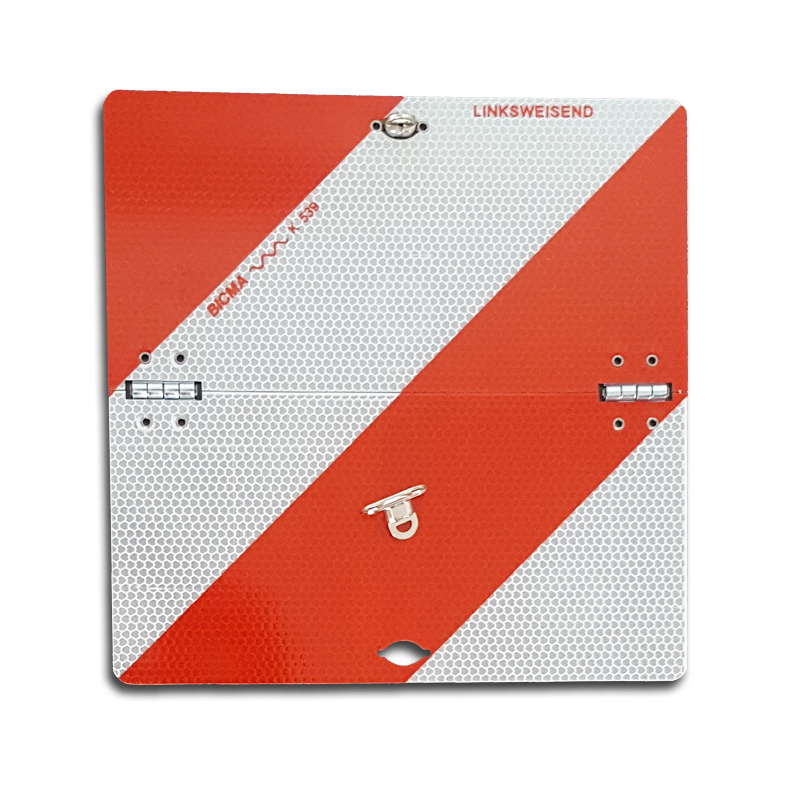 Parkwarntafel links weisend / Warntafel klappbar ALU 285x285mm BICMA Made in EU