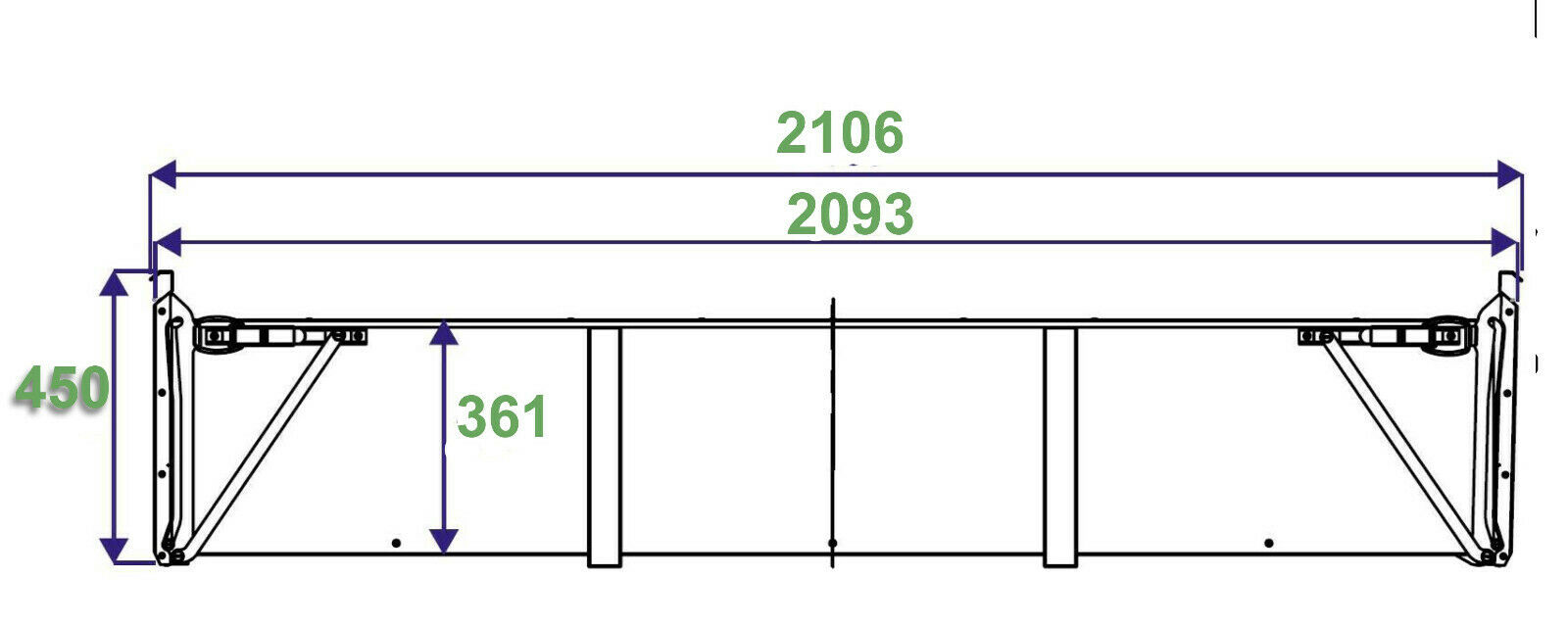 LKW Ausrüstungskasten 2100 x 700 x 450 mm Equipment- LKW, Auflieger vz. Blech EU