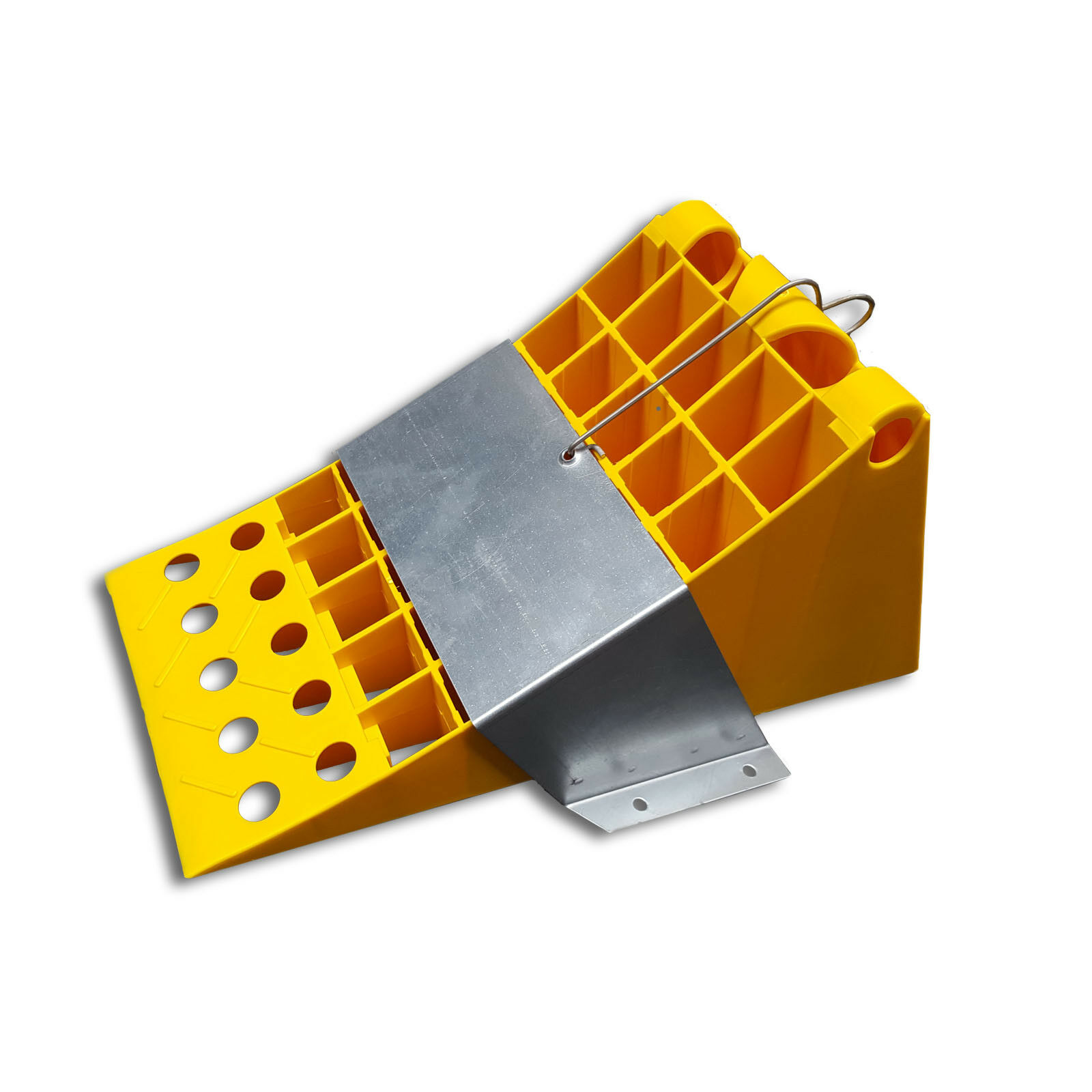 Hemmschuh + Halter LKW Unterlegkeil Polypropylen 6,5 to Anhänger Trecker - GELB